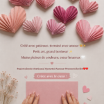 Création artistique fait main pour la Saint-Valentin avec des couleurs vives.
