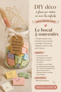 Bocal à souvenirs décoré avec des papiers colorés pour la fête des mères