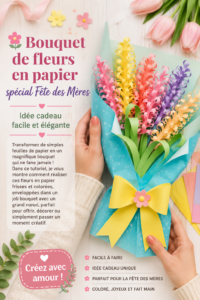 Bouquet de fleurs en papier colorées pour la fête des mères
