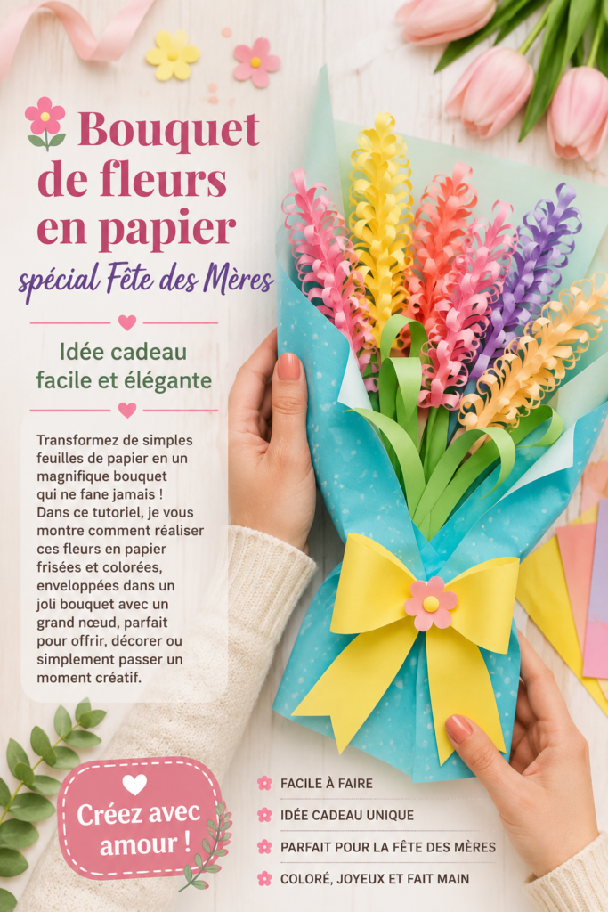 Bouquet de fleurs en papier colorées pour la fête des mères