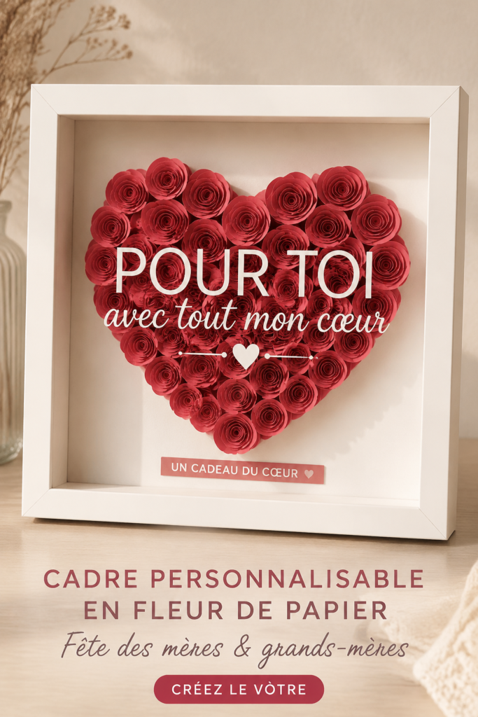 Cadre photo décoré avec des fleurs en papier colorées, idéal comme cadeau pour la fête des mères.