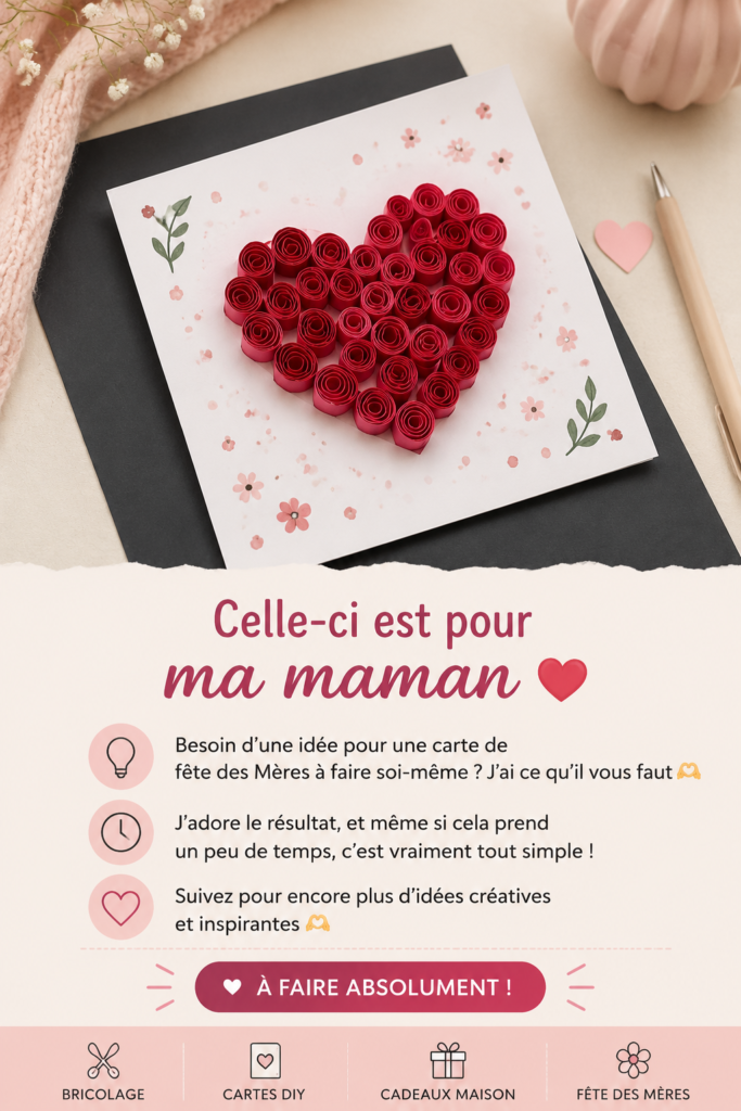 Carte DIY pour la fête des mères avec décorations colorées et message doux.
