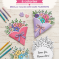 Une carte à colorier pour la fête des mères avec des dessins floraux colorés.