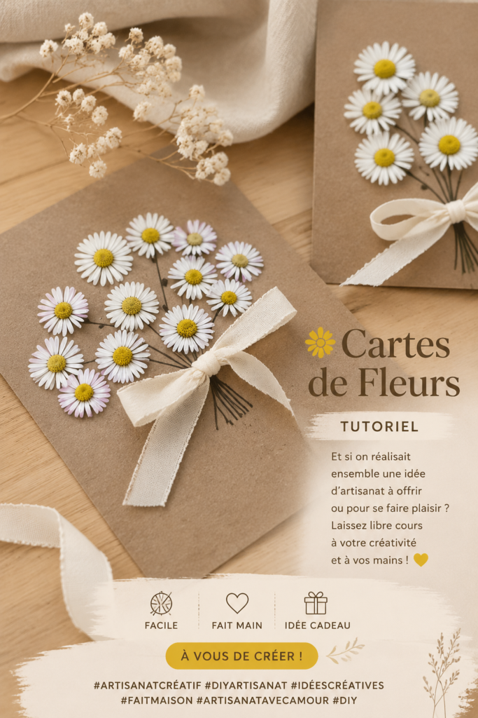 Une carte de fleurs créative faite main.