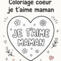 Coloriage cœur pour maman, une activité créative pour exprimer son amour.