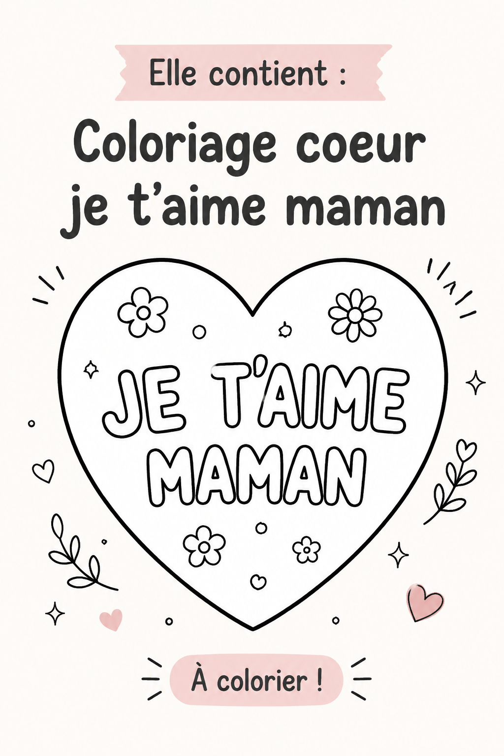 Coloriage cœur pour maman, une activité créative pour exprimer son amour.