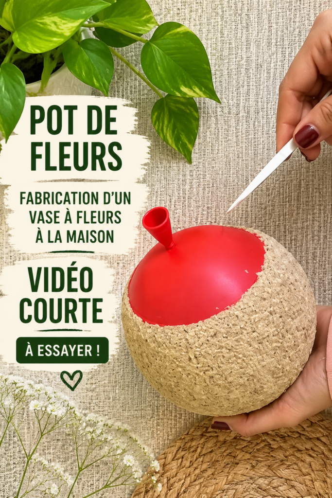 Un vase fait maison en argile décoré de fleurs colorées