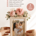 Boîte à photos DIY décorée avec des souvenirs de famille pour un cadeau personnalisé.