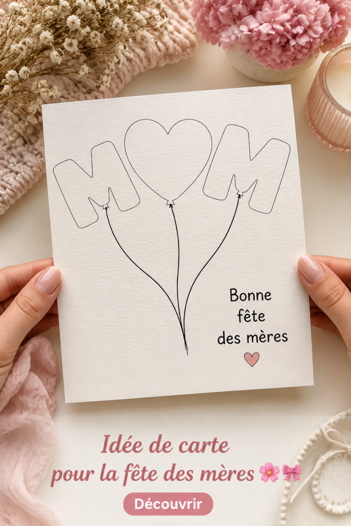 Carte decorative pour la fête des mères avec un message tendre.