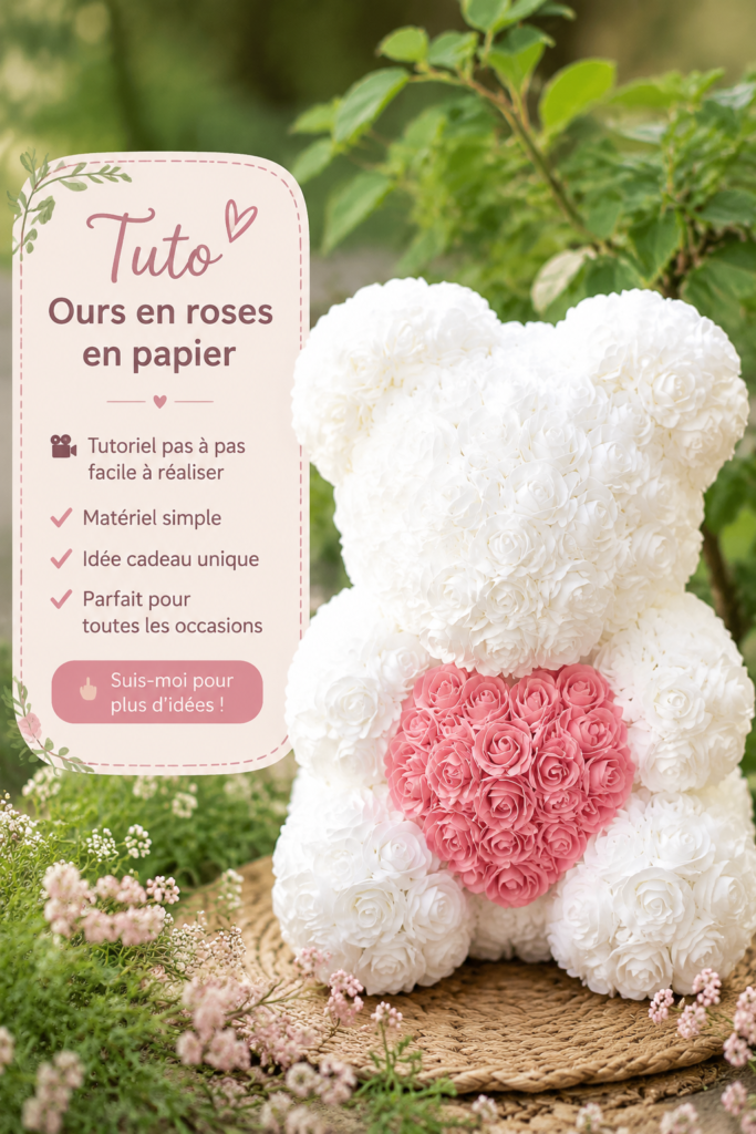 Ours en papier coloré réalisé en DIY, idéal comme cadeau