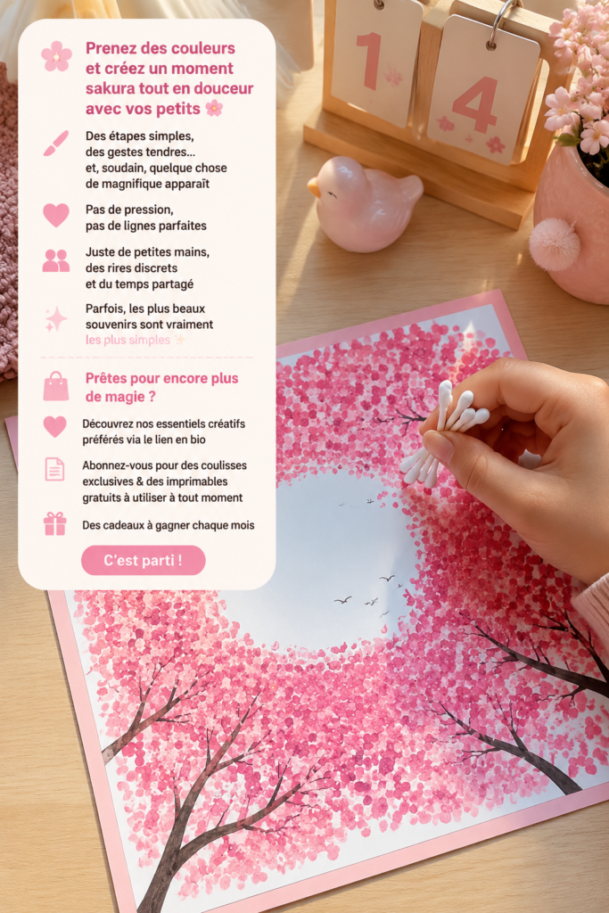 Une activité de peinture familiale inspirée des cerisiers en fleur