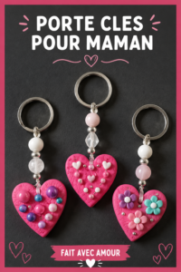 Porte-clés faits main en pâte à sel décorés pour la fête des mères