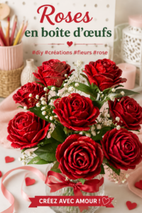 Un assortiment de roses colorées fabriquées à partir de plateaux à œufs, montrant leur beauté et leur originalité.