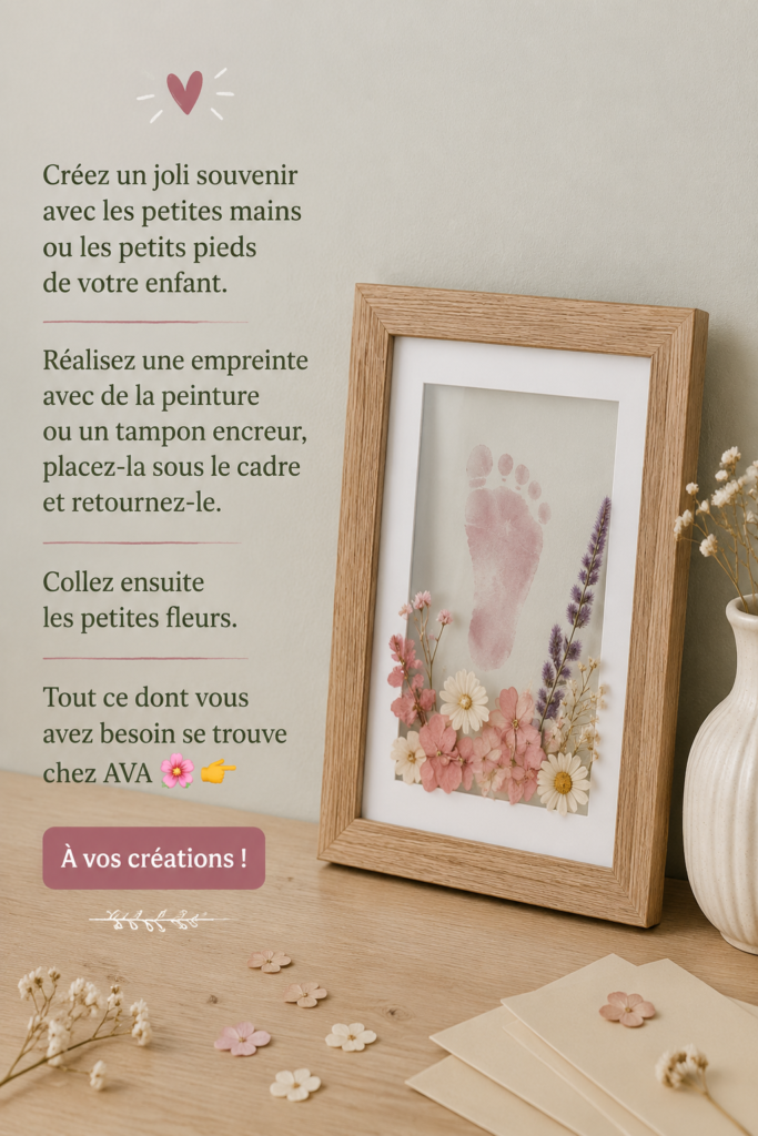Empreintes de mains d'enfant colorées dans un cadre fait maison