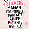 Un sticker coloré avec des mots doux pour les mamans, représentant l'amour et la gratitude.
