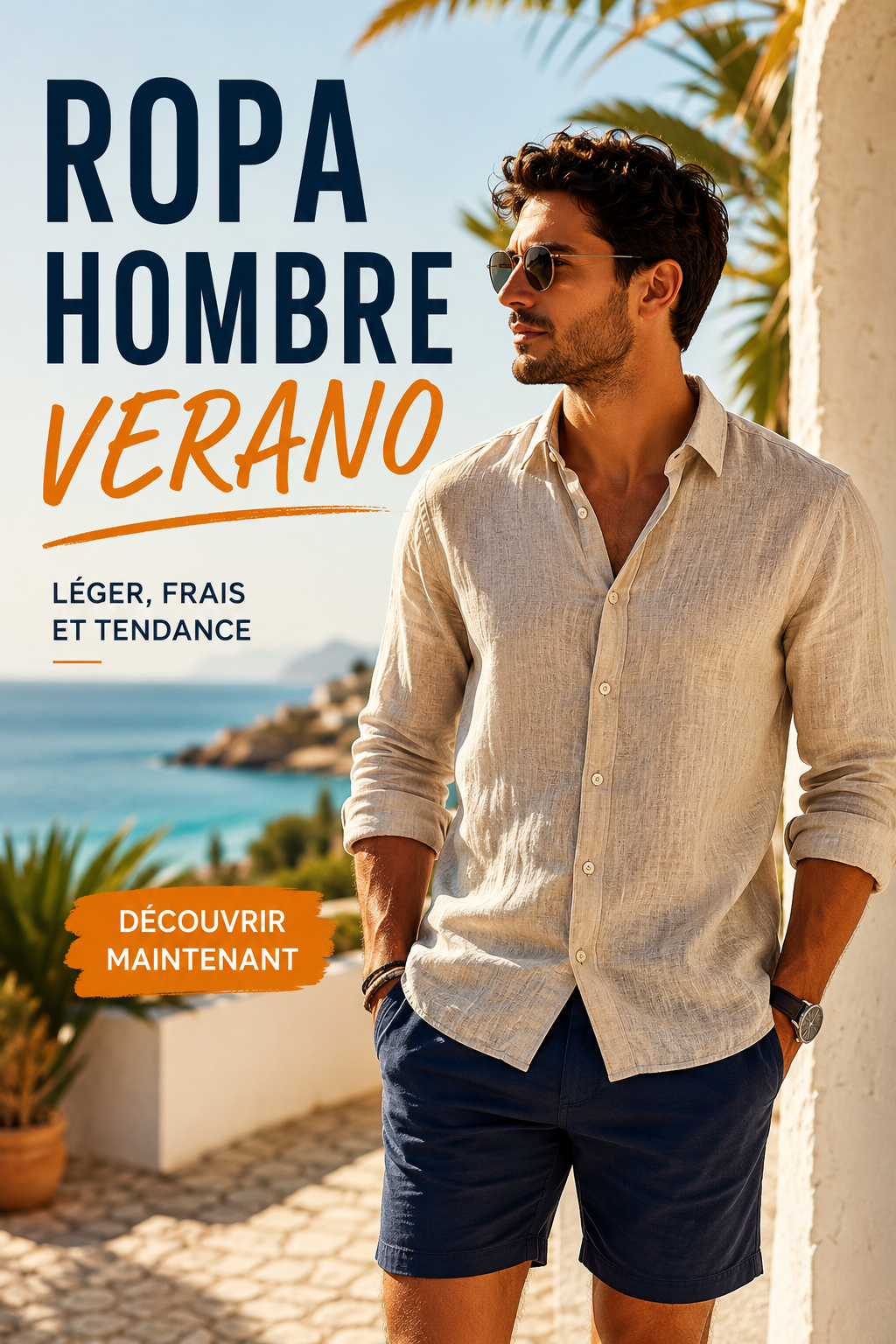 Un mannequin portant une tenue d'été élégante pour hommes.
