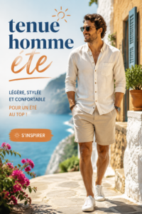 Homme portant une tenue légère d'été avec un chapeau et des lunettes de soleil.