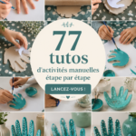 Une image colorée illustrant plusieurs projets d'activités manuelles