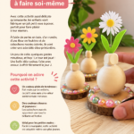 Vase fait main en bois décoré de perles et de fleurs en feutrine, parfait pour offrir à maman.