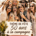 Fête en plein air avec décoration country pour un anniversaire féminin de 50 ans.