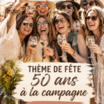 Fête en plein air avec décoration country pour un anniversaire féminin de 50 ans.
