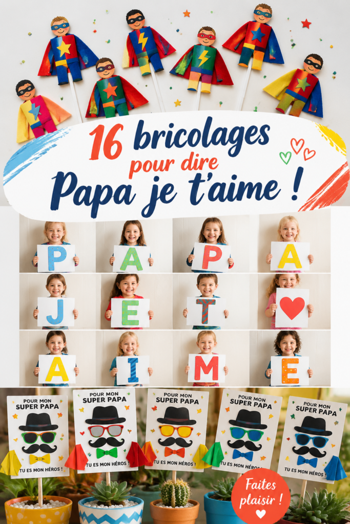 Bricolages faits main pour la fête des pères, mettant en avant l'amour d'un enfant pour son père.