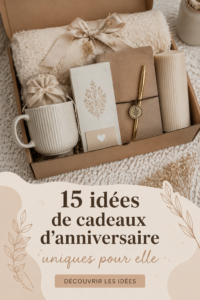 Cadeaux d'anniversaire uniques pour femme, présentés sur une table décorée