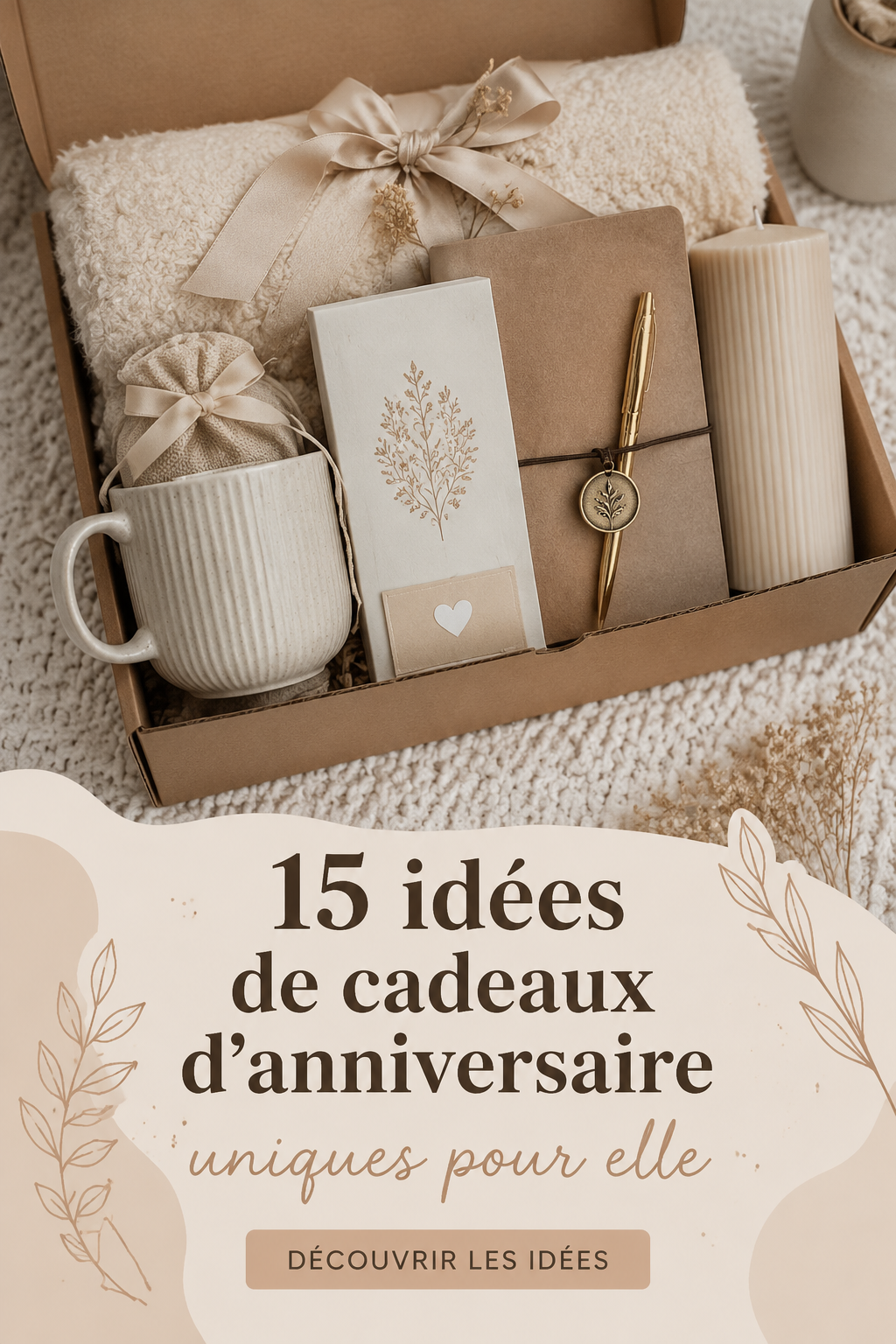 Cadeaux d'anniversaire uniques pour femme, présentés sur une table décorée