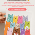 Carte d'anniversaire faite main avec des couleurs vives et des motifs créatifs.