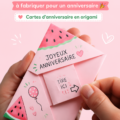 Carte d'anniversaire surprise en origami faite main, colorée et originale.
