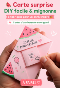 Carte d'anniversaire surprise en origami faite main, colorée et originale.