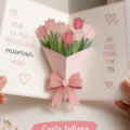 Carte cadeau tulipe réalisée à la main pour la fête des mères