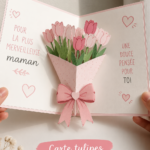 Carte cadeau tulipe réalisée à la main pour la fête des mères