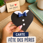 Une carte vidéo colorée pour la fête des pères, affichant des photos et un message personnalisé.