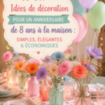 Décorations colorées pour un anniversaire d'enfant avec des éléments DIY.