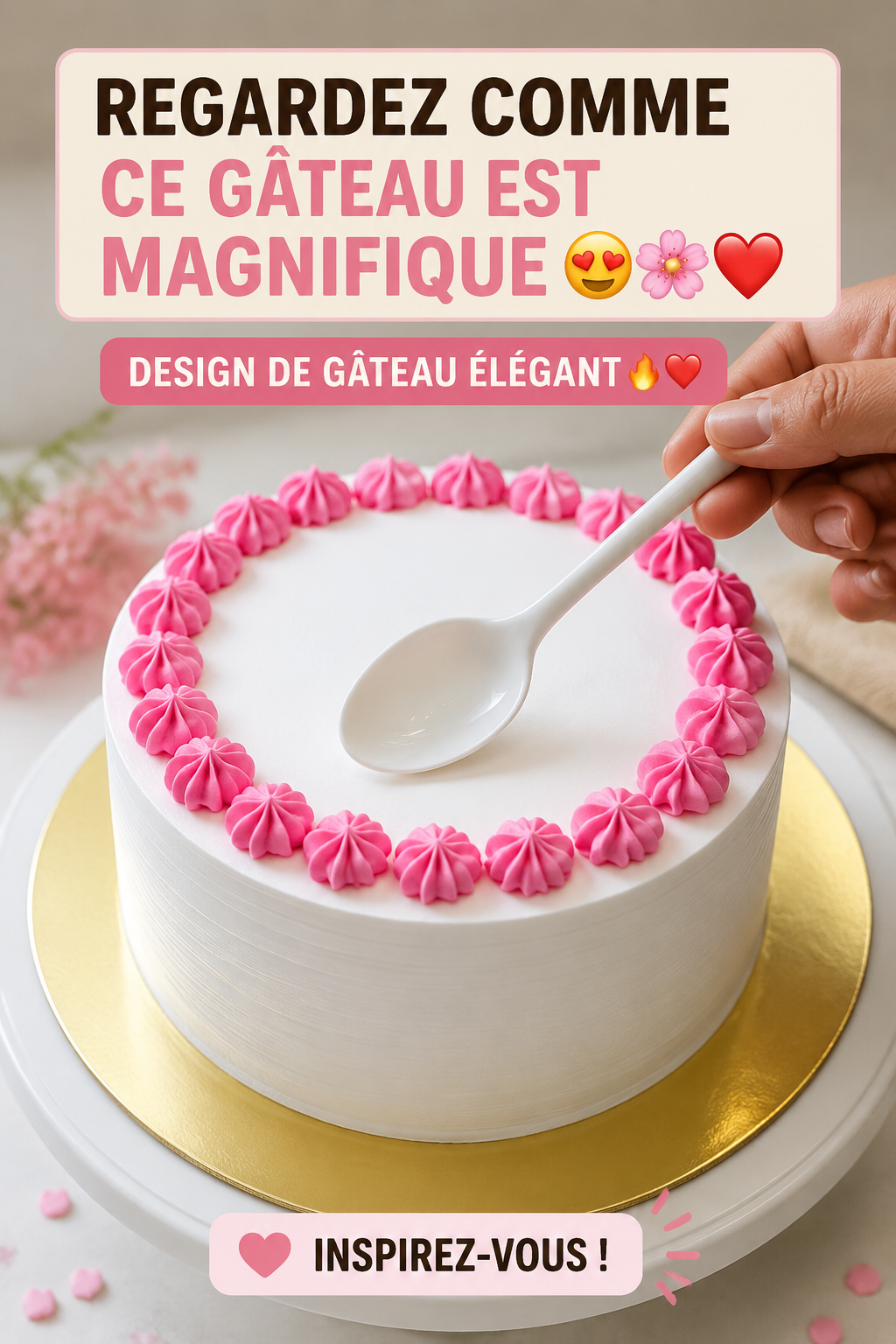 Gâteau magnifiquement décoré avec des fleurs en sucre et des détails raffinés