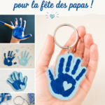 Un enfant et son père souriant tout en travaillant sur un projet DIY pour la fête des pères.