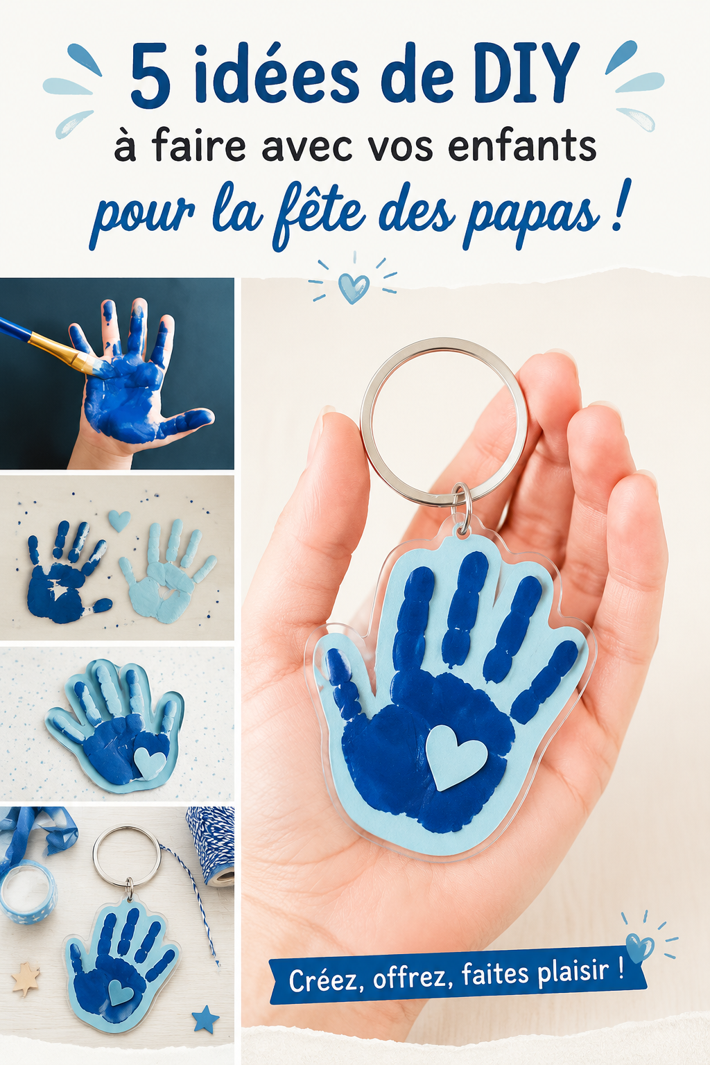 Un enfant et son père souriant tout en travaillant sur un projet DIY pour la fête des pères.