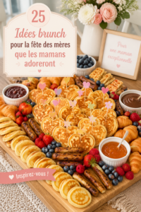 Brunch de fête des mères avec des plats savoureux et une belle présentation.