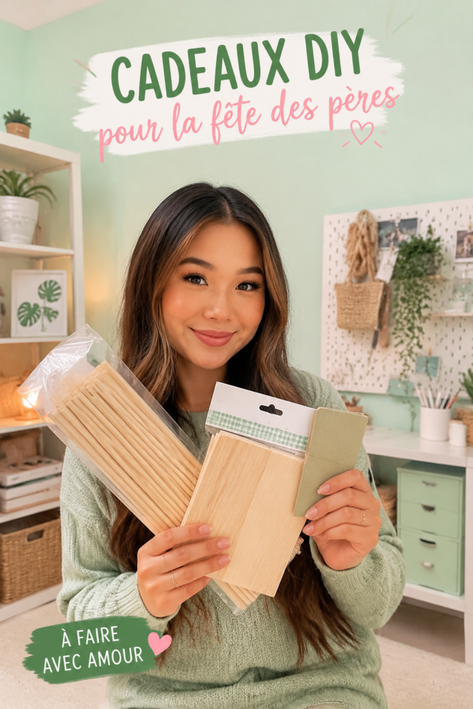 Un ensemble de cadeaux DIY personnalisés pour la Fête des Pères, incluant des projets créatifs et artisanaux.