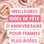 Fête d'anniversaire élégante pour une femme mature, avec des décorations fleurales et une table festive.