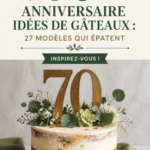 Un magnifique gâteau d'anniversaire pour célébrer un 70e anniversaire, décoré de fleurs et d'une touche dorée.