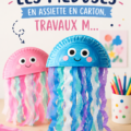 Méduses colorées en carton présentées sur une table