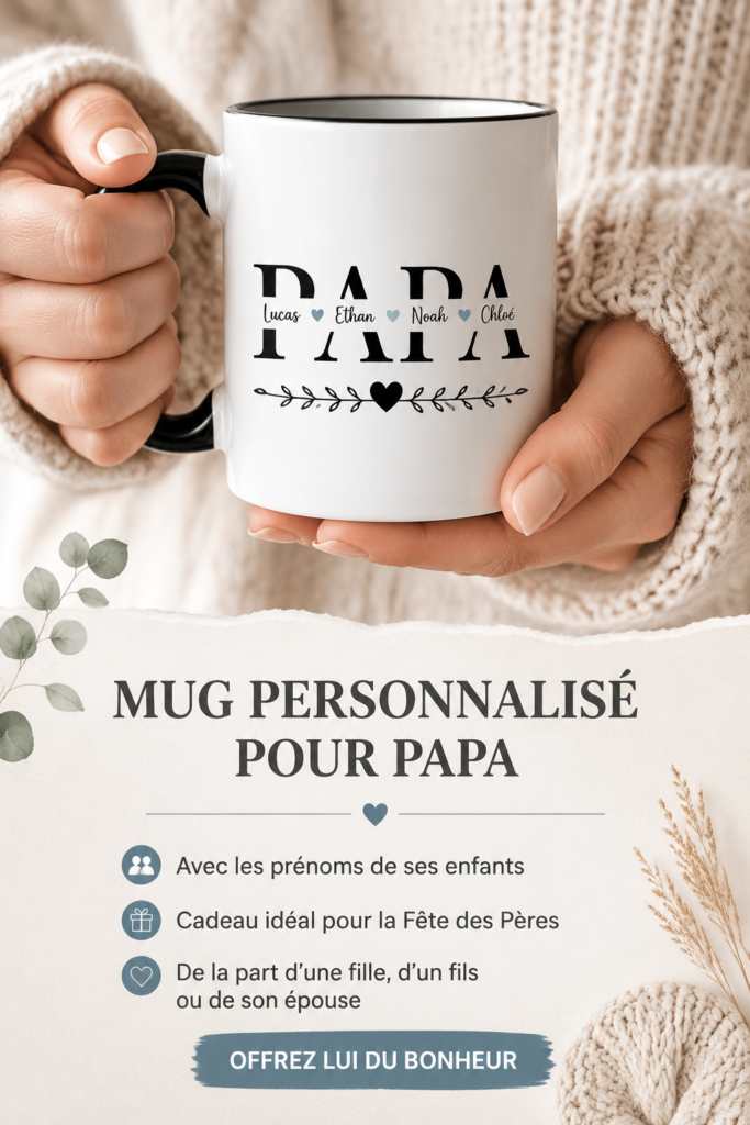Mug personnalisé avec le prénom des enfants pour un papa