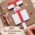 Exemple de page de scrapbook ornée de décorations colorées et de photos souvenirs