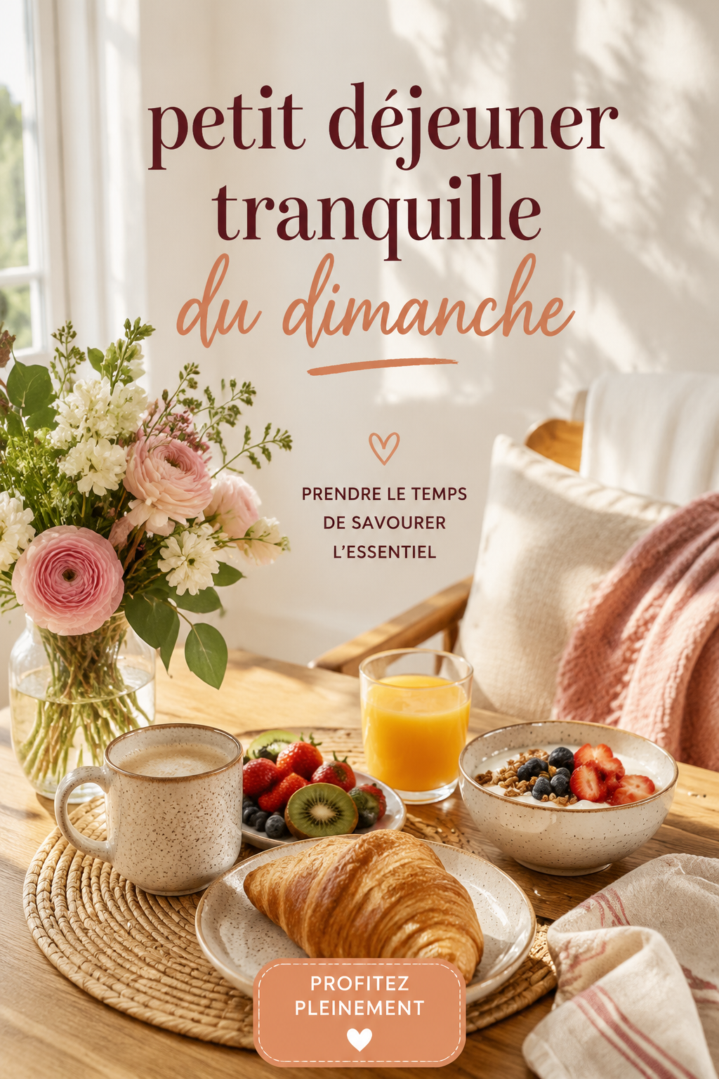 Petit déjeuner tranquille sur une table en extérieur avec des viennoiseries et du café