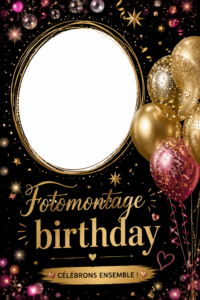 Un photomontage d'anniversaire coloré créé avec Pixiz, mettant en avant des souvenirs heureux.
