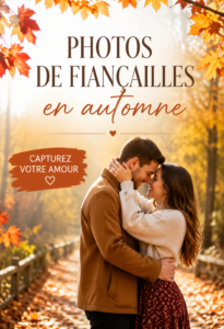 Un couple en automne posant devant un paysage coloré