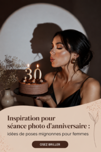Femme souriante posant pour une séance photo d'anniversaire en extérieur.