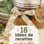 Recettes en pot à offrir, présentation de plusieurs bocaux colorés